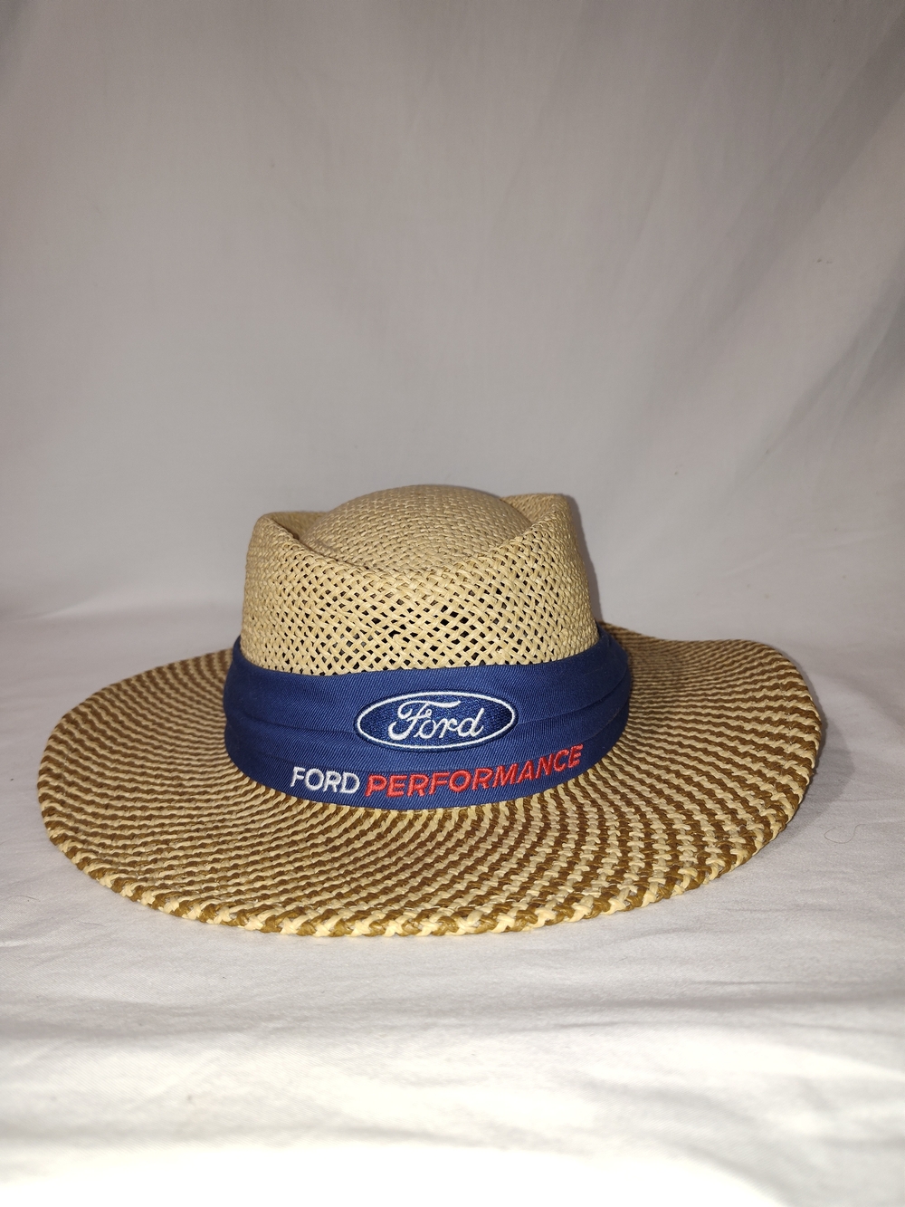 Ford Performance Straw Sun Hat - Blue Band, Natural Straw